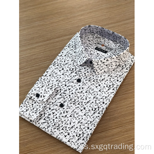 Camisa de manga larga con estampado de spandex masculino formal